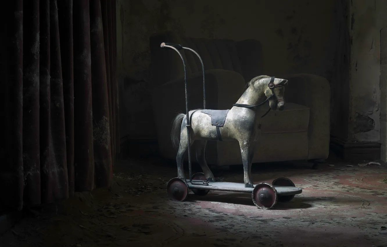 Photo wallpaper room, horse, stroller