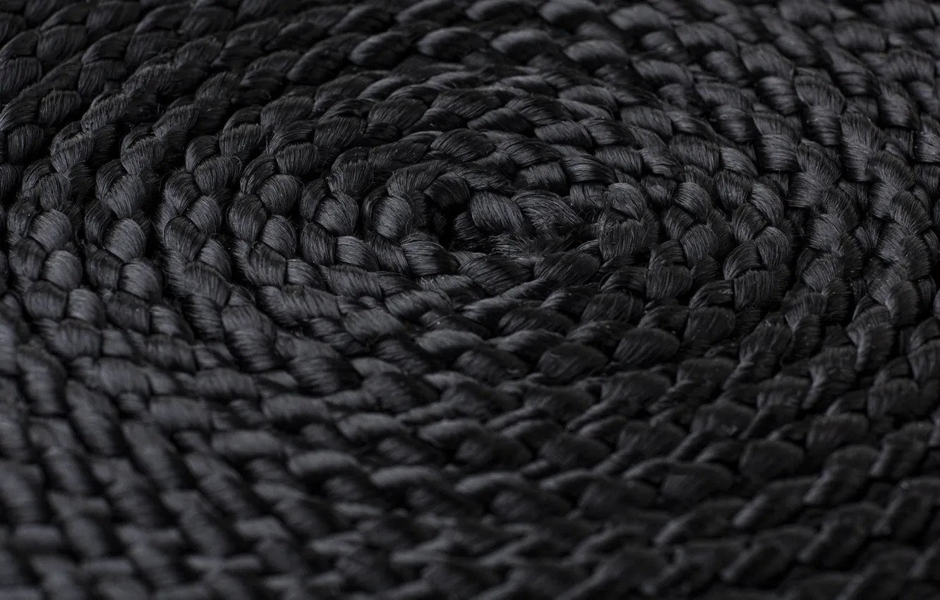 Photo wallpaper round, spiral, texture, rope, rope, black, string, collapsed