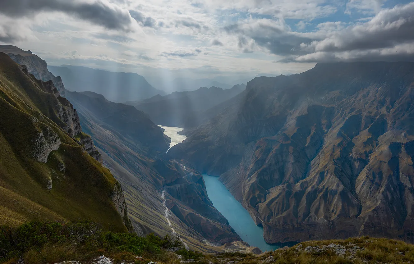 Photo wallpaper river, landscape, nature, mountains, canyon