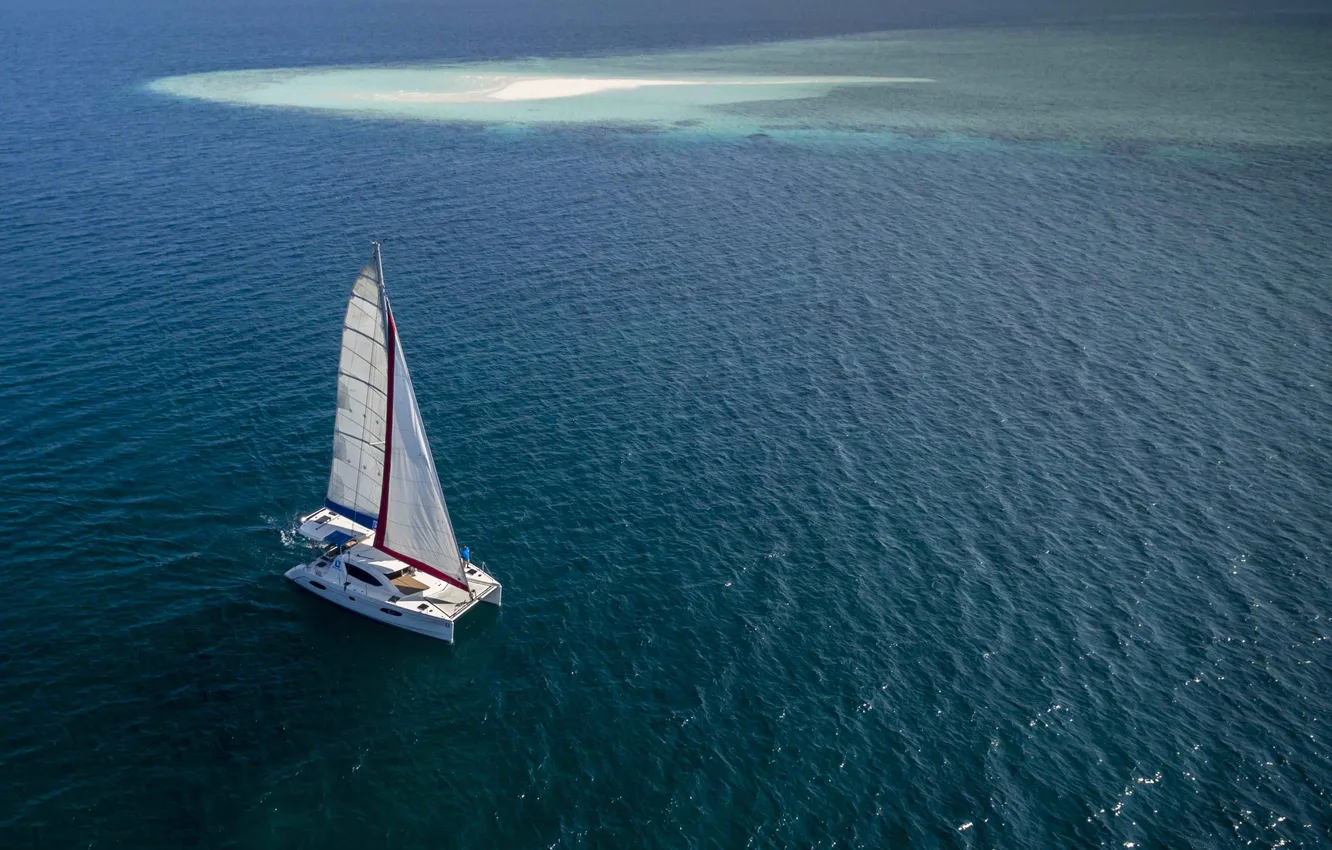 Photo wallpaper the ocean, romance, sail, The Maldives, walk, swimming, catamaran, the