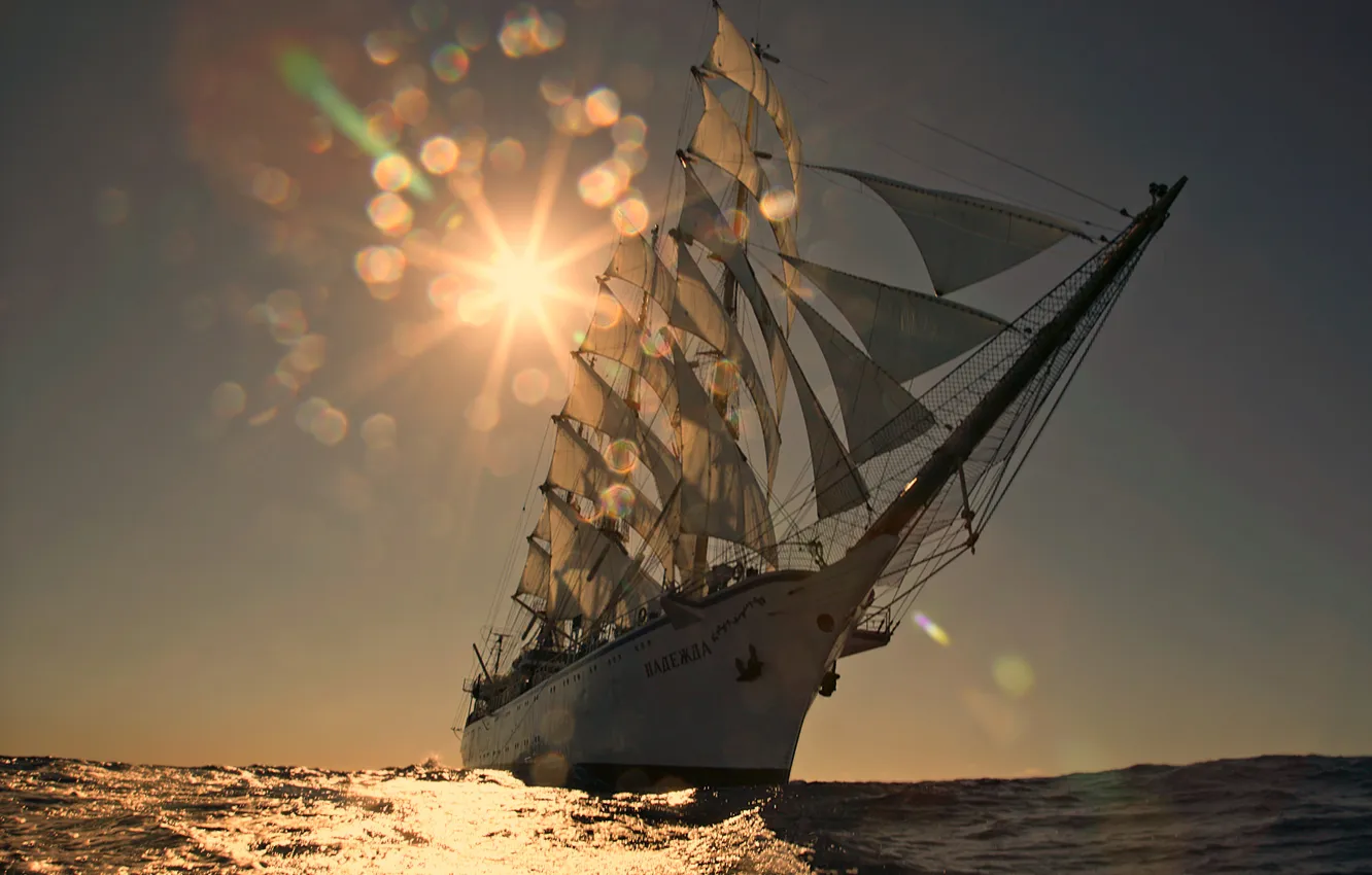 Photo wallpaper sea, summer, the sun, romance, sailboat, journey