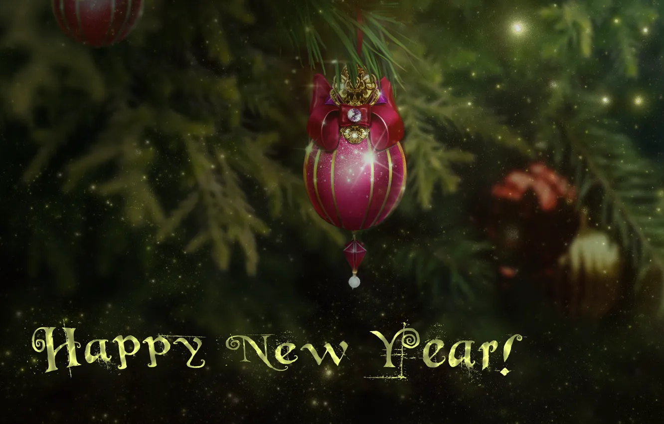 Photo wallpaper balls, toy, tree, new year, new, year