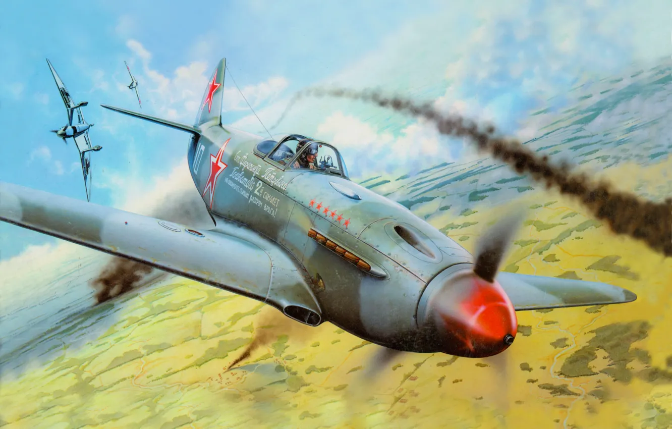 Photo wallpaper figure, fighter, battle, the Yak-3, Yakovlev