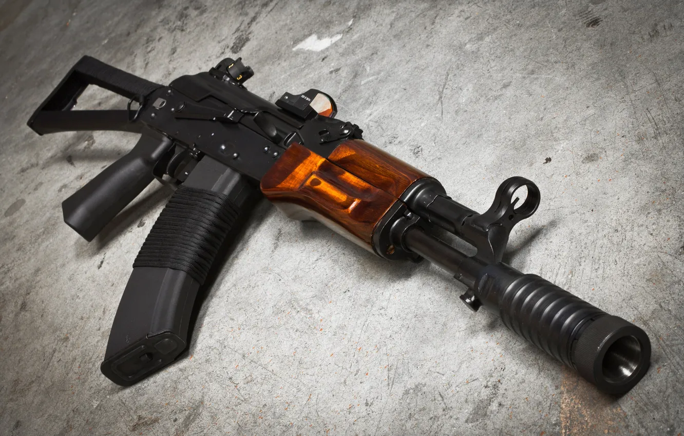 Photo wallpaper weapons, background, machine, Kalashnikov, AKSU-74