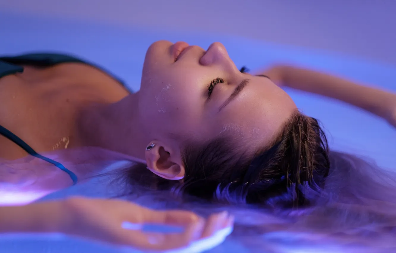 Photo wallpaper girl, model, closed eyes