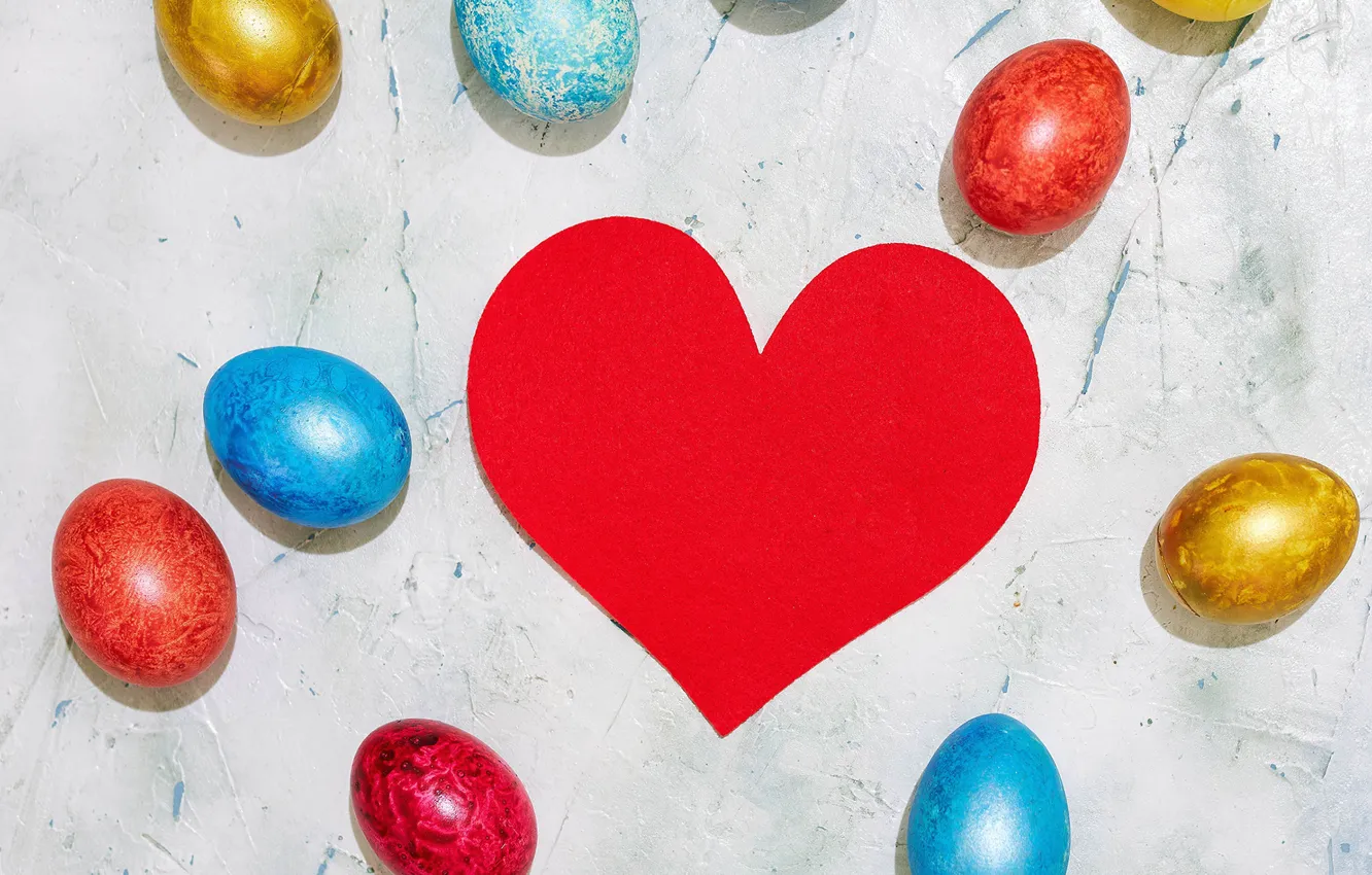 Photo wallpaper heart, eggs, Easter, Easter
