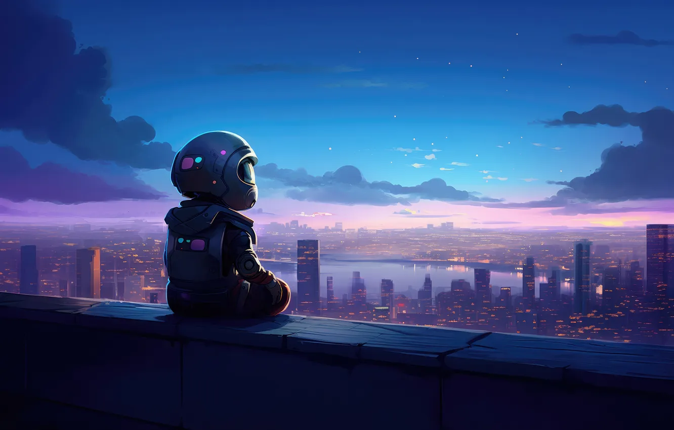 Photo wallpaper fantastic, little, astronaut