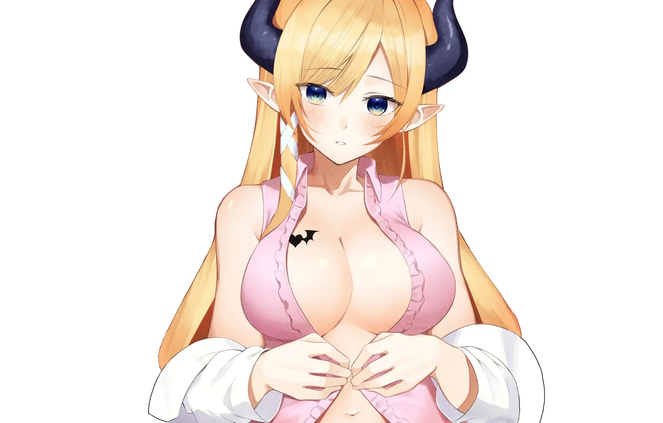 Photo wallpaper kawaii, girl, cleavage, horns, devil, boobs, anime, pretty