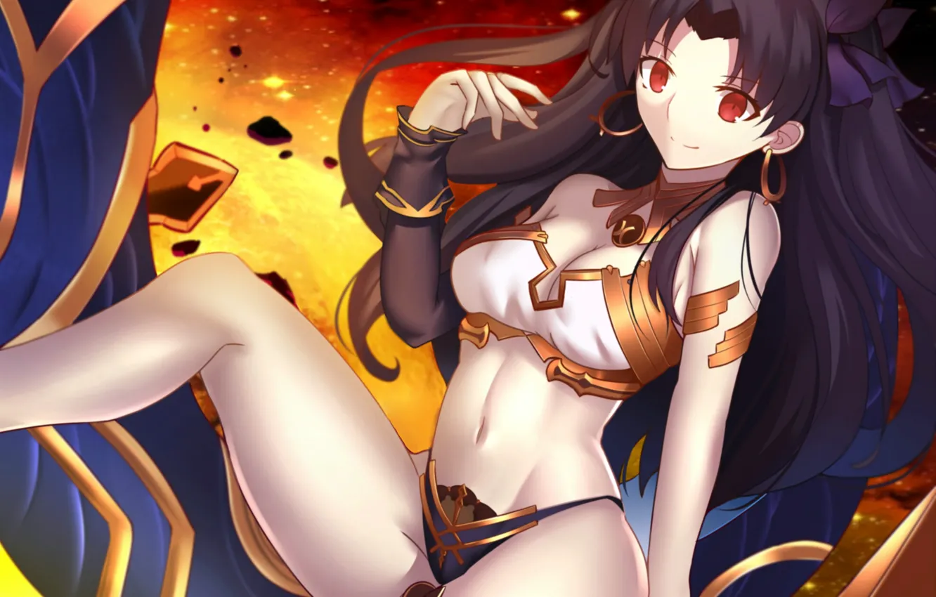 Photo wallpaper girl, sexy, lingerie, bra, cleavage, panties, long hair, boobs