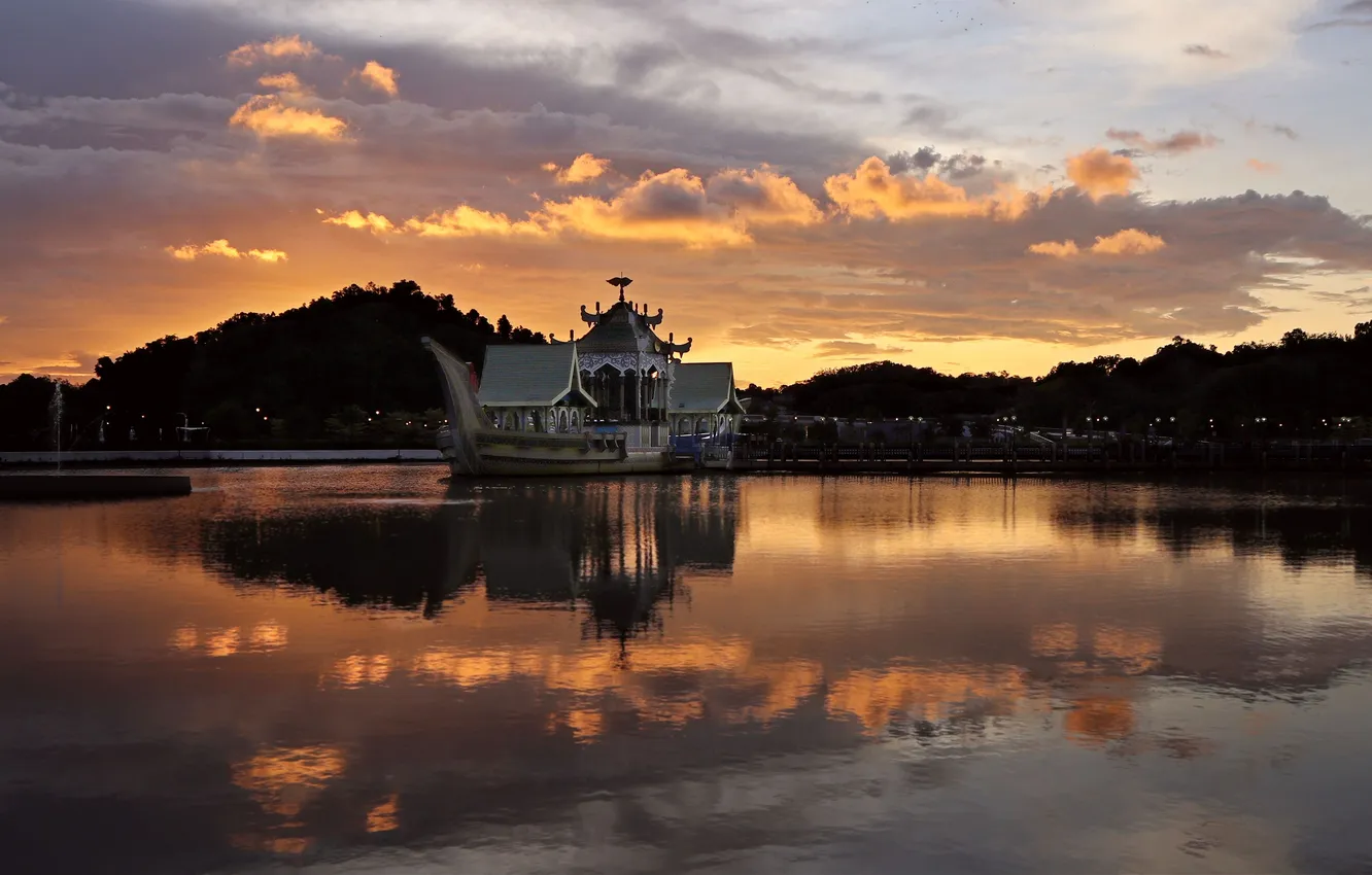 Photo wallpaper clouds, the evening, Brunei, Nadezhda Demkina, Bandar seri begawan