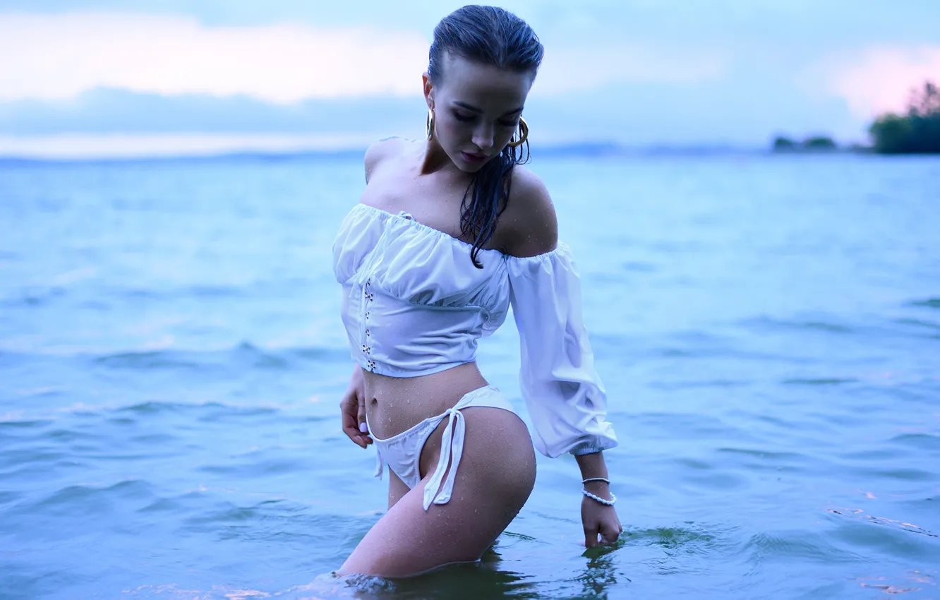 Photo wallpaper girl, pose, lake, panties, blouse, Dasha, Dmitry Zinkevich