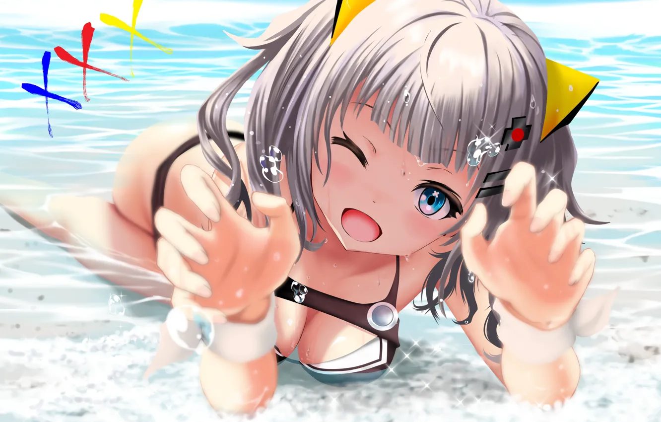 Photo wallpaper water, girl, Kaguya Luna