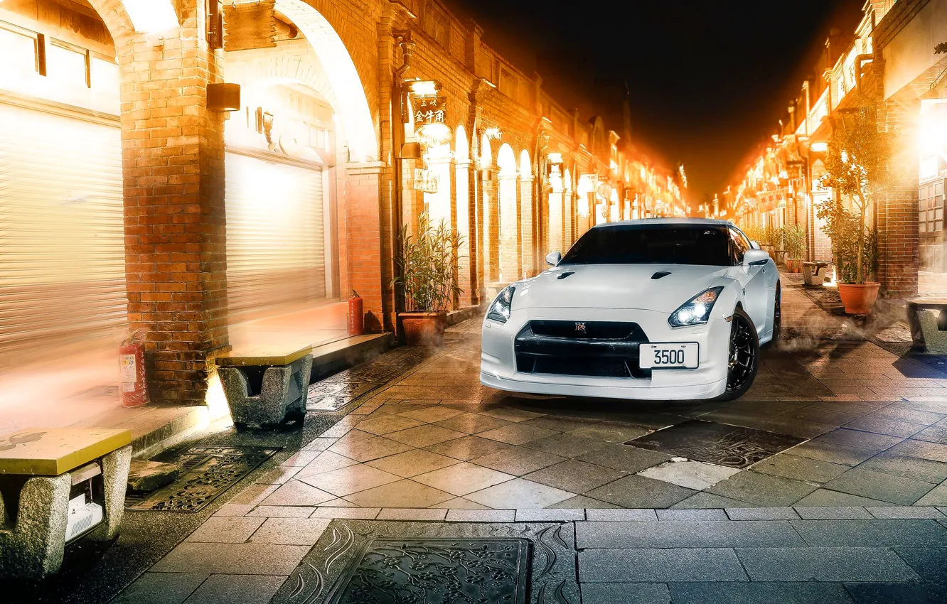 Photo wallpaper GTR, Japan, Nissan, Car, White, R35, Sport, CR Creation