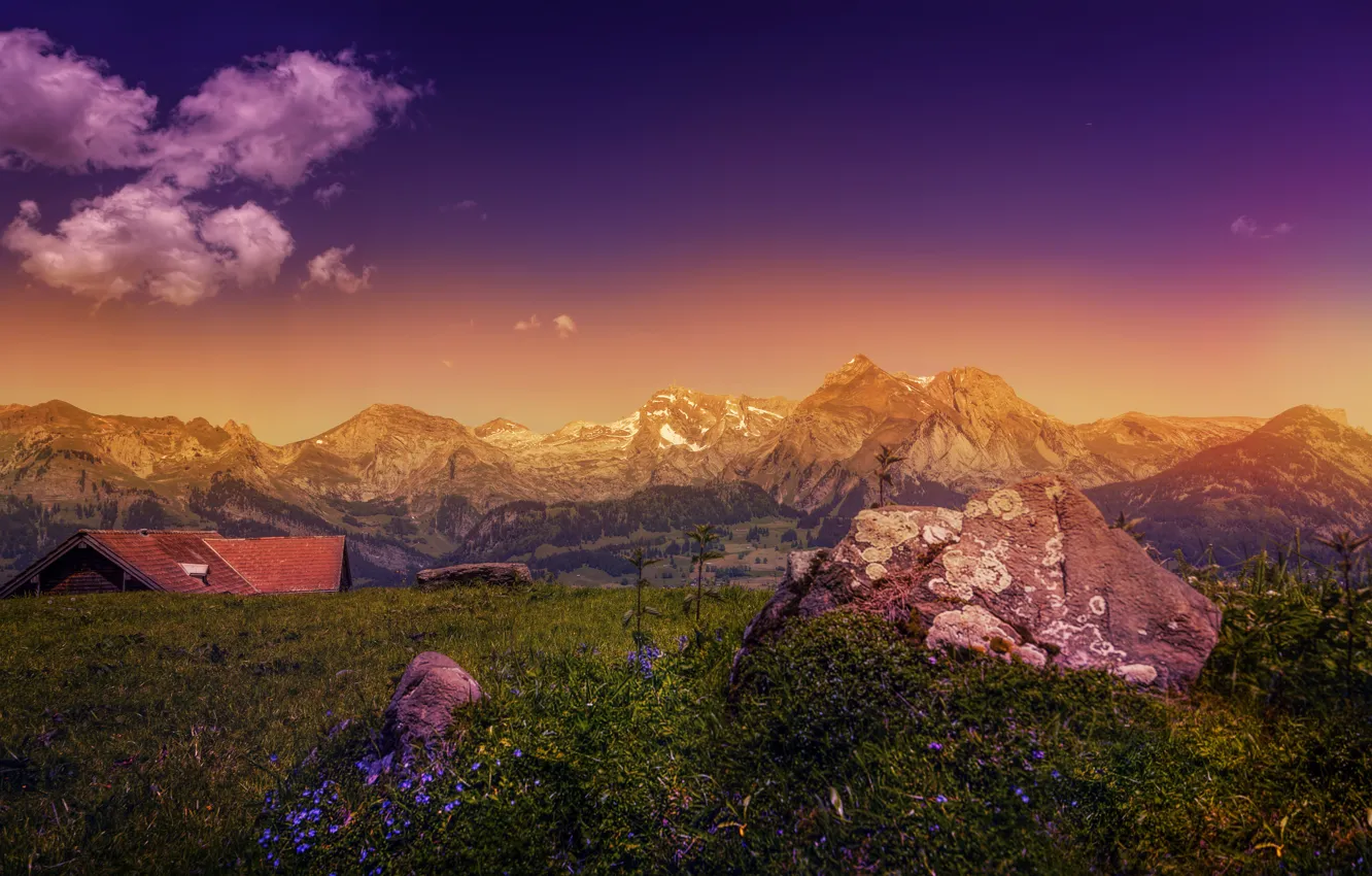 Photo wallpaper landscape, mountains, stones, treatment, mountains, rocks