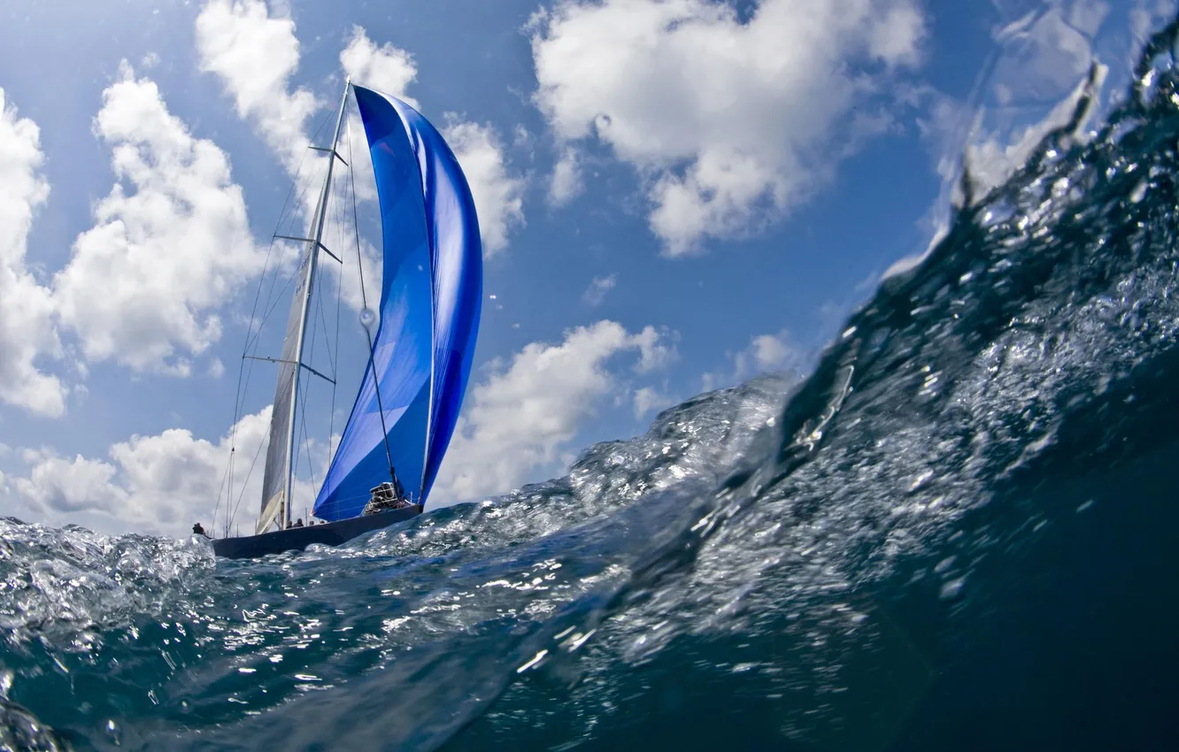 Photo wallpaper sea, wave, movement, the wind, boat, sail, sailing, Sailing Yacht
