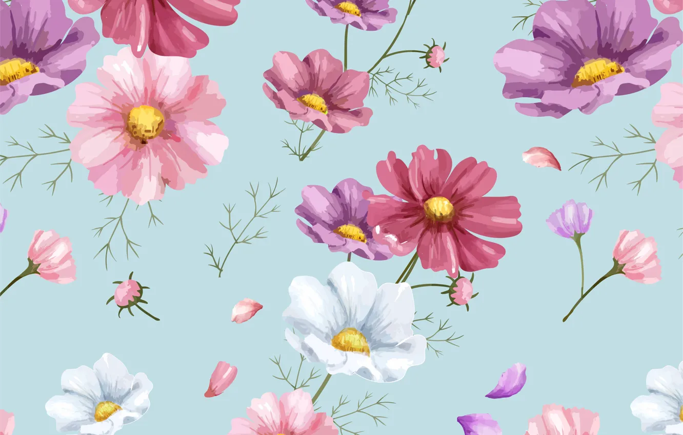 Photo wallpaper flowers, background, figure, colorful, ornament, pink, flowers, floral