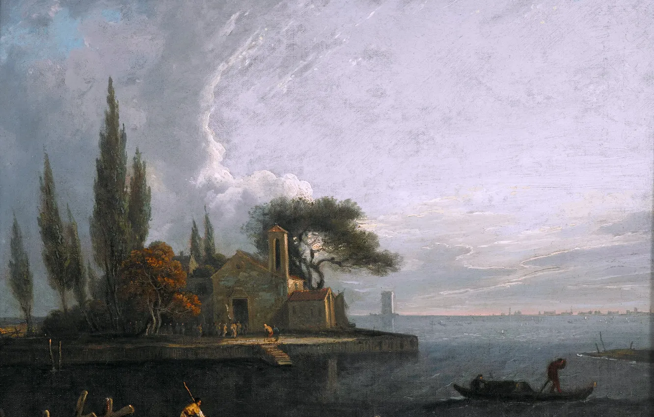 Photo wallpaper water, people, home, picture, Italian artist, Giuseppe Bernardino Bison, Giuseppe Bernardino the Bison, Anconetta Island …