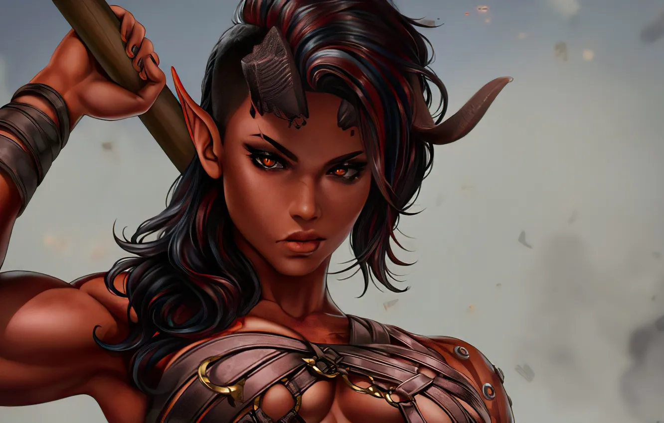 Photo wallpaper girl, game, character, art, artwork, baldur's gate 3, Karlach