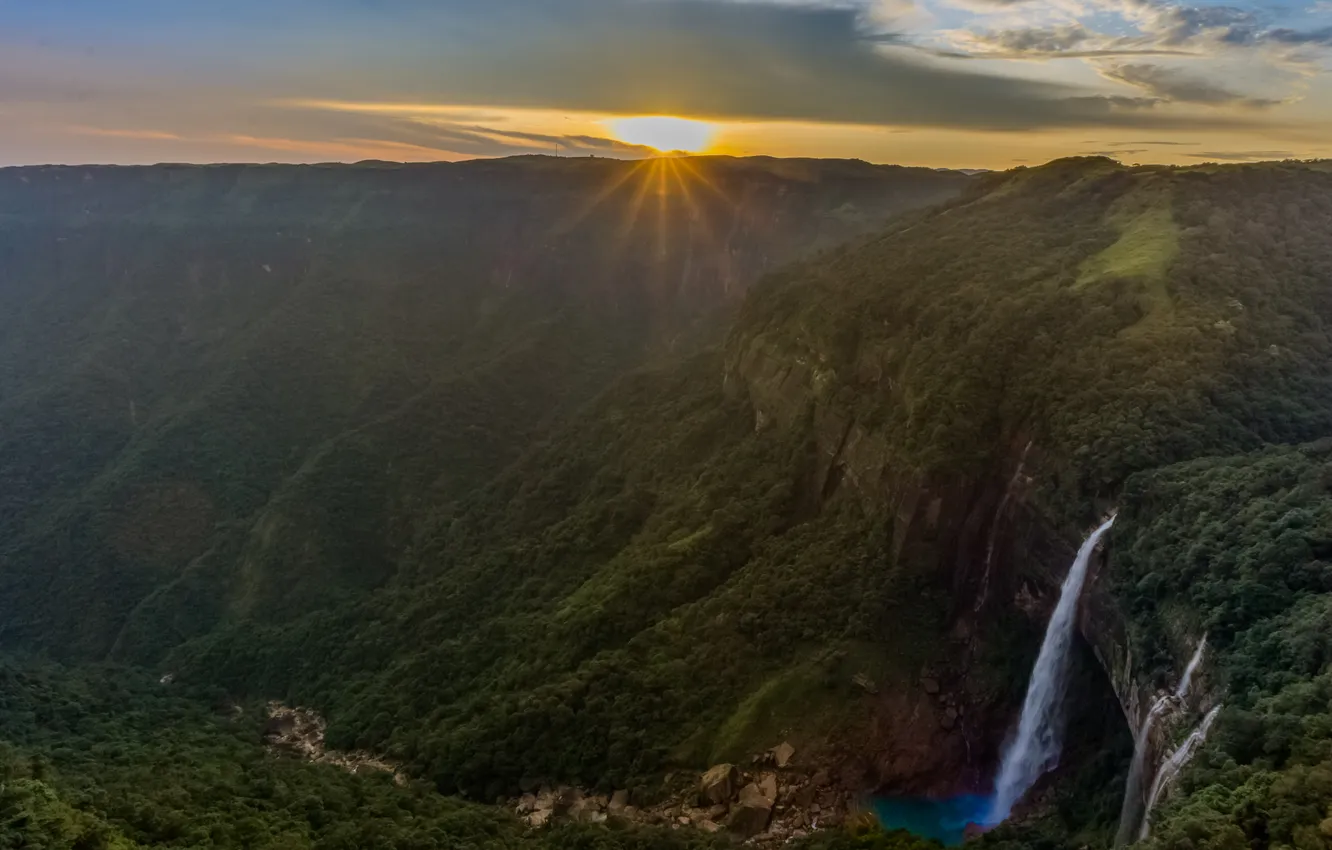 Photo wallpaper river, rain, nature, rocks, natural, Rainfall, Northeast, nohkalikai