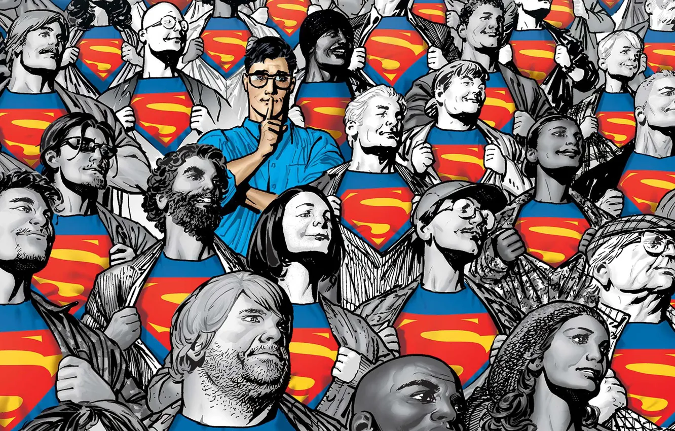 Photo wallpaper Glasses, People, T-shirt, Hero, Superman, Comic, Superhero, Hero