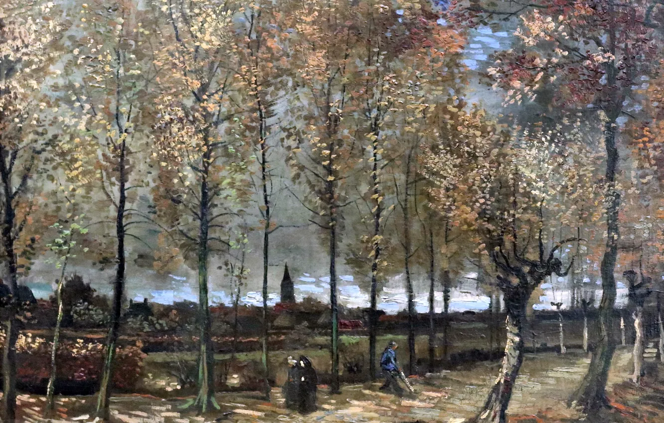 Photo wallpaper picture, Paris, Rotterdam, Vincent Van Gogh, 1885, Poplars near Nuenen