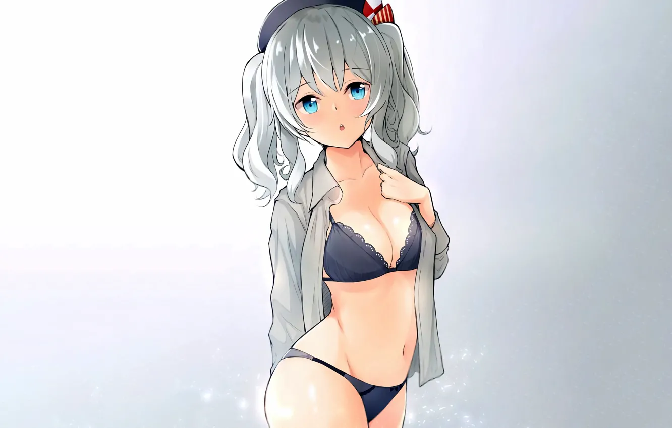 Photo wallpaper girl, sexy, lingerie, bra, cleavage, panties, long hair, boobs