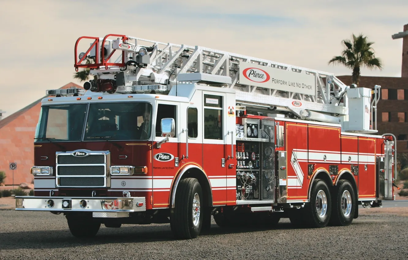 Photo wallpaper red, ladder, pierce, fire truck, pierce arrow xt, firetrack