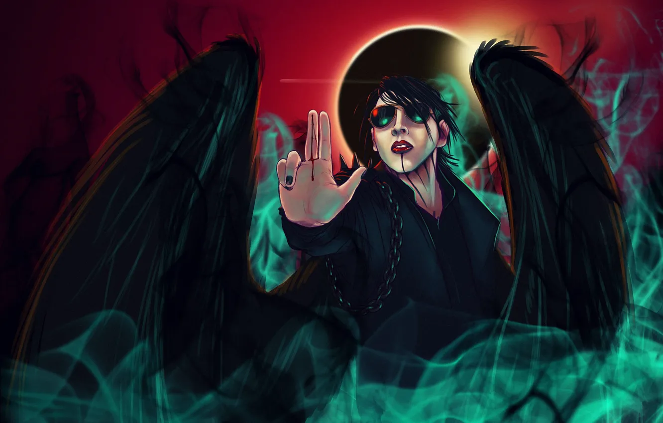 Photo wallpaper hands, glasses, rock, art, Marilyn Manson, Brian Hugh Warner
