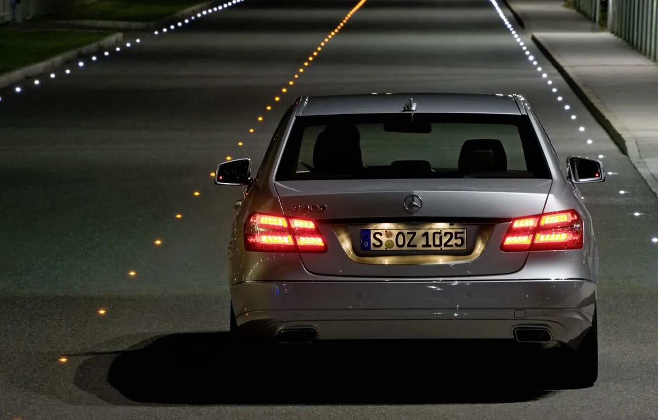 Photo wallpaper road, ass, the evening, mercedes-benz, e500