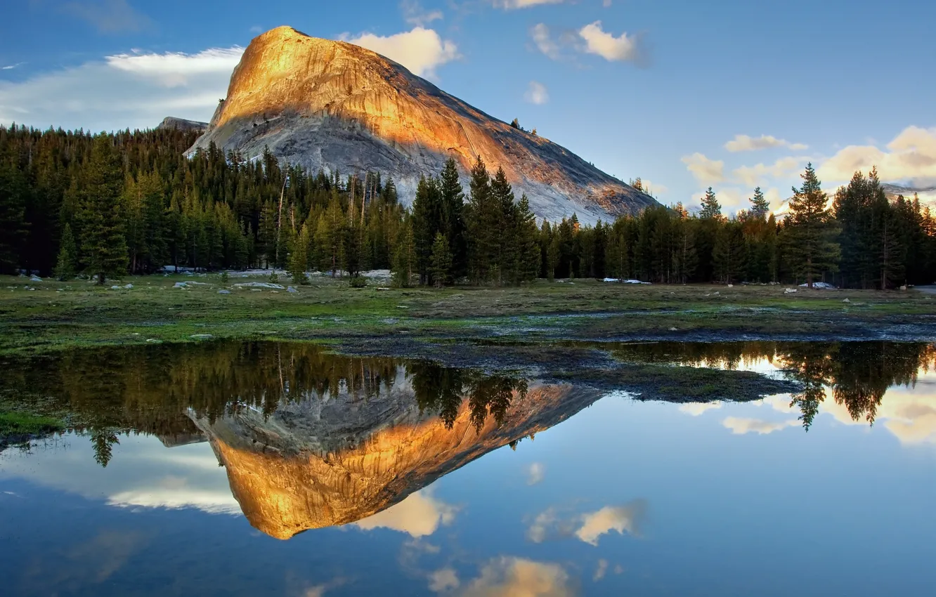 Photo wallpaper nature, lake, reflection, mountain
