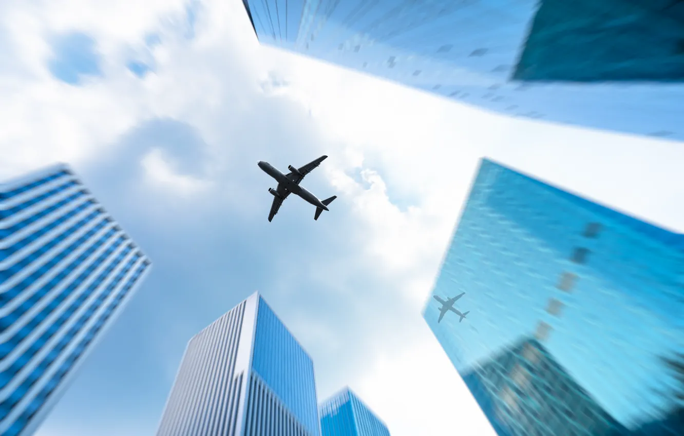 Photo wallpaper the plane, flight, the sky, aviation