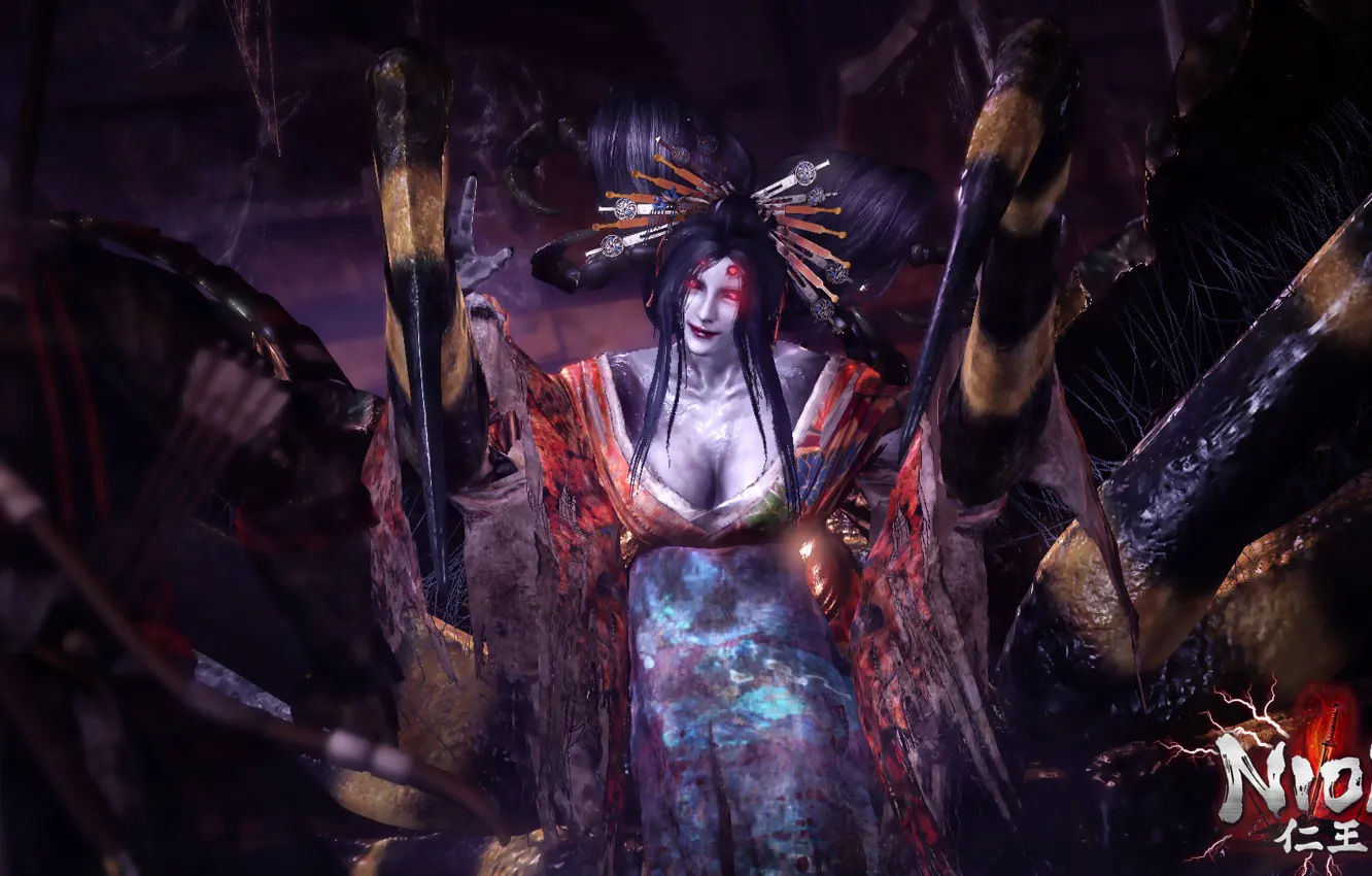 Photo wallpaper woman, the game, spider, the demon, spider, nioh