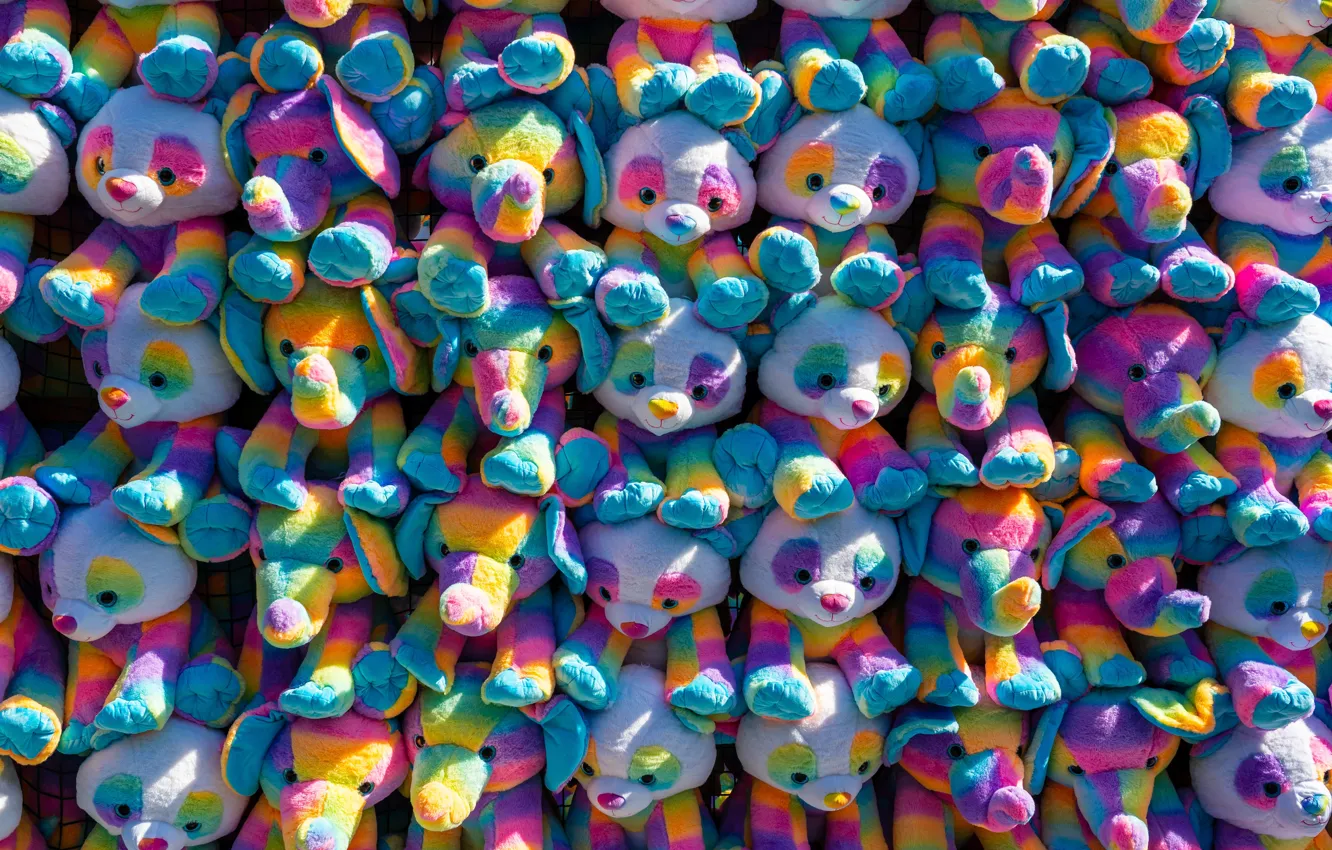 Photo wallpaper light, toy, elephant, texture, bear, Panda, bear, colorful