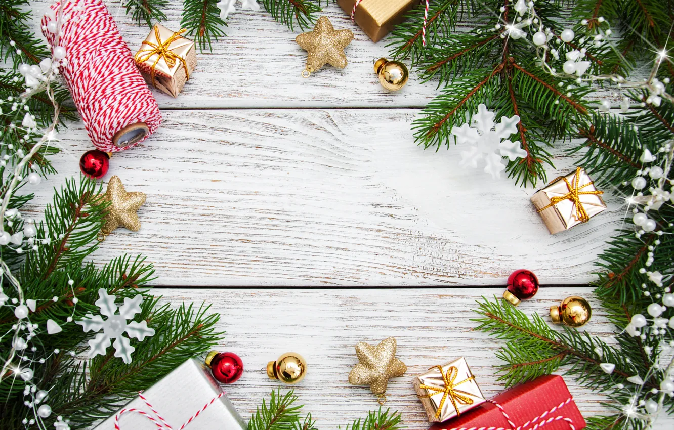 Photo wallpaper decoration, New Year, Christmas, gifts, christmas, merry, decoration, gift box