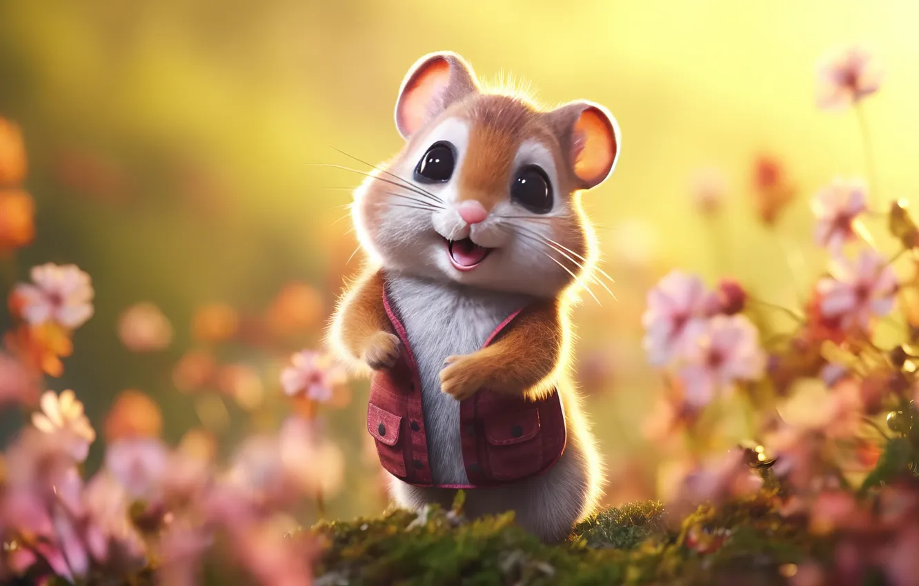 Photo wallpaper Hamster, AI Art, in clothes