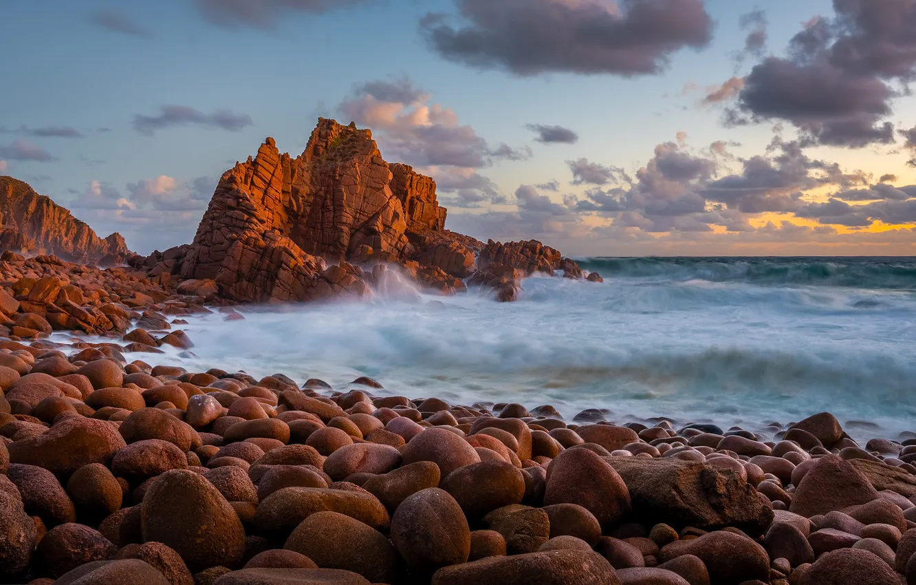 Photo wallpaper landscape, stones, the ocean, rocks, coast, Australia