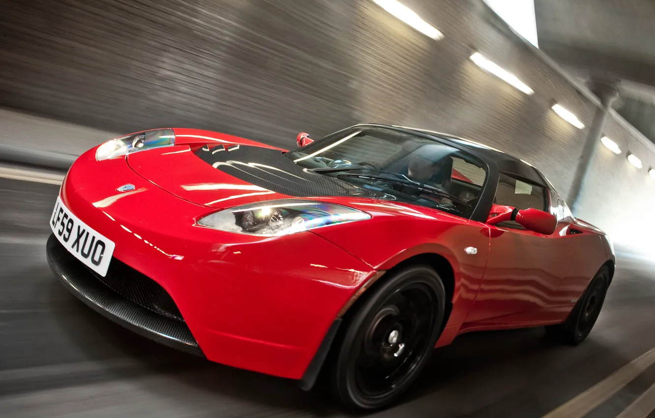 Photo wallpaper Roadster, Red, Road, Sport, Machine, Movement, Red, Car