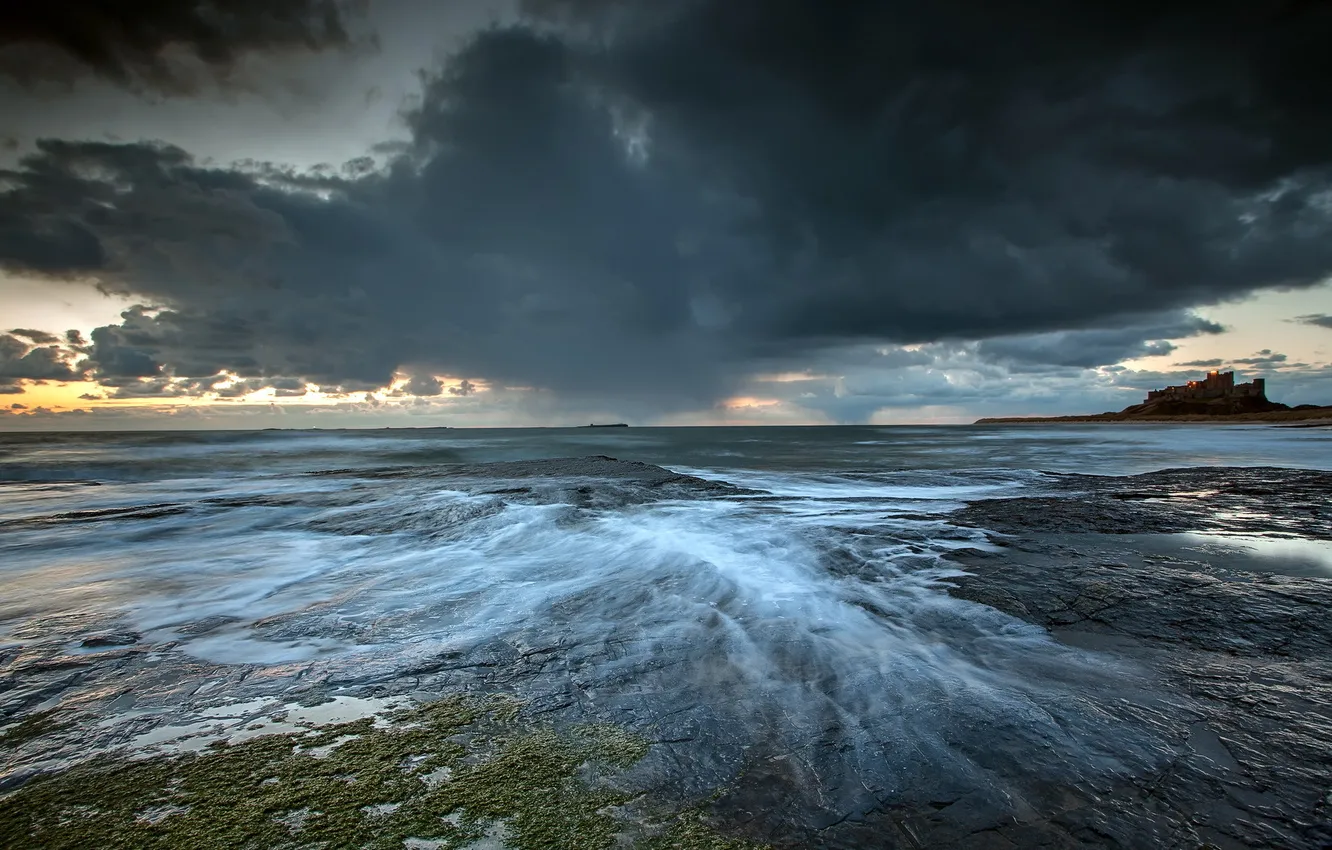 Photo wallpaper sea, landscape, England, Bamburgh
