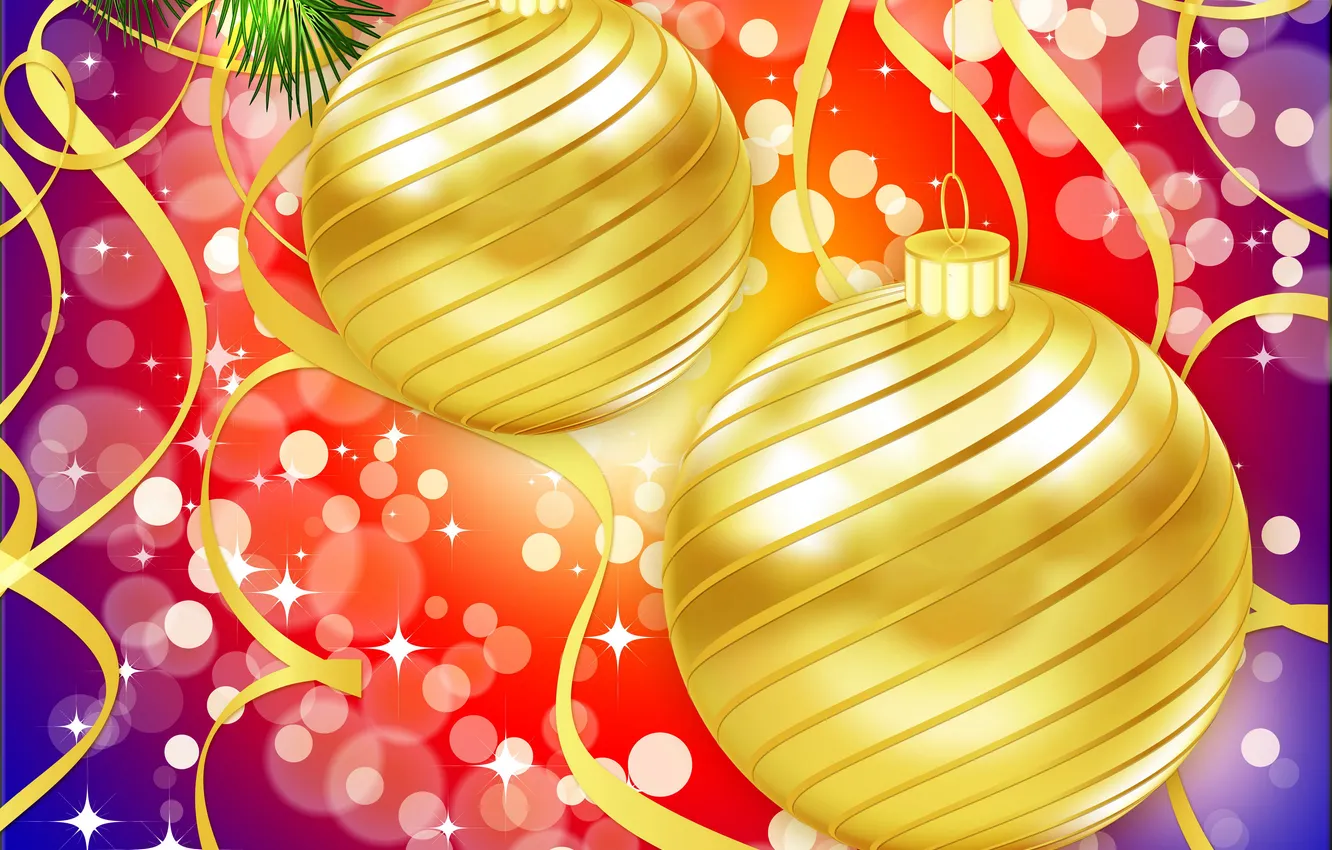 Photo wallpaper balls, lights, holiday, Shine, Christmas, serpentine