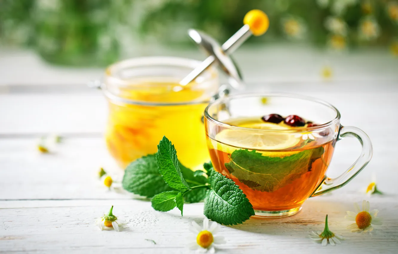 Photo wallpaper tea, honey, grass, fragrant, Nyuraus