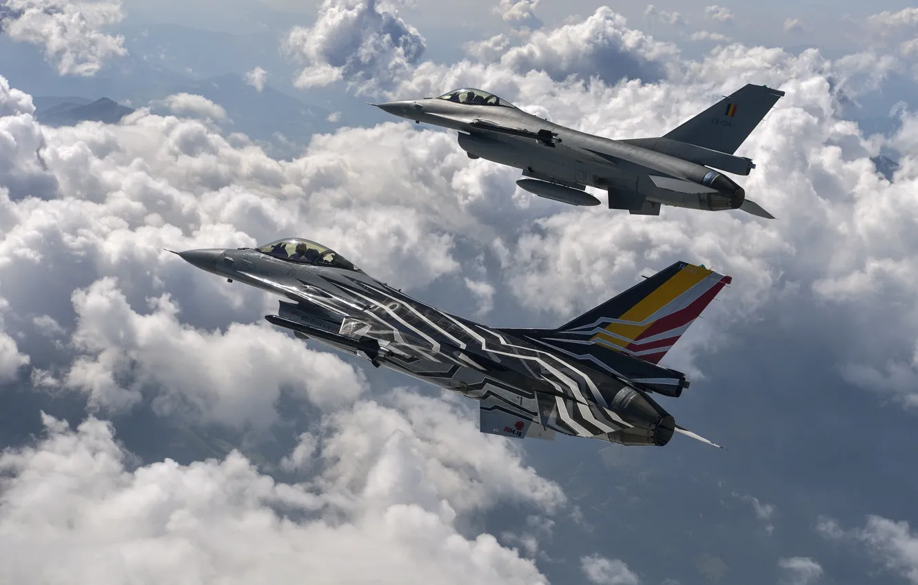 Photo wallpaper Falcon, fighting, F-16AM
