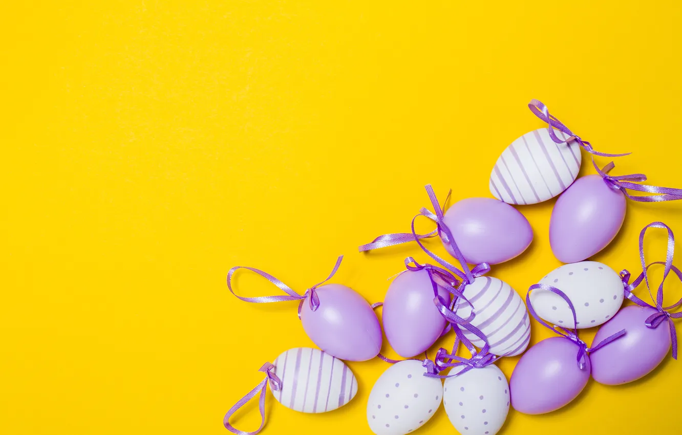 Photo wallpaper yellow, background, holiday, eggs, Easter