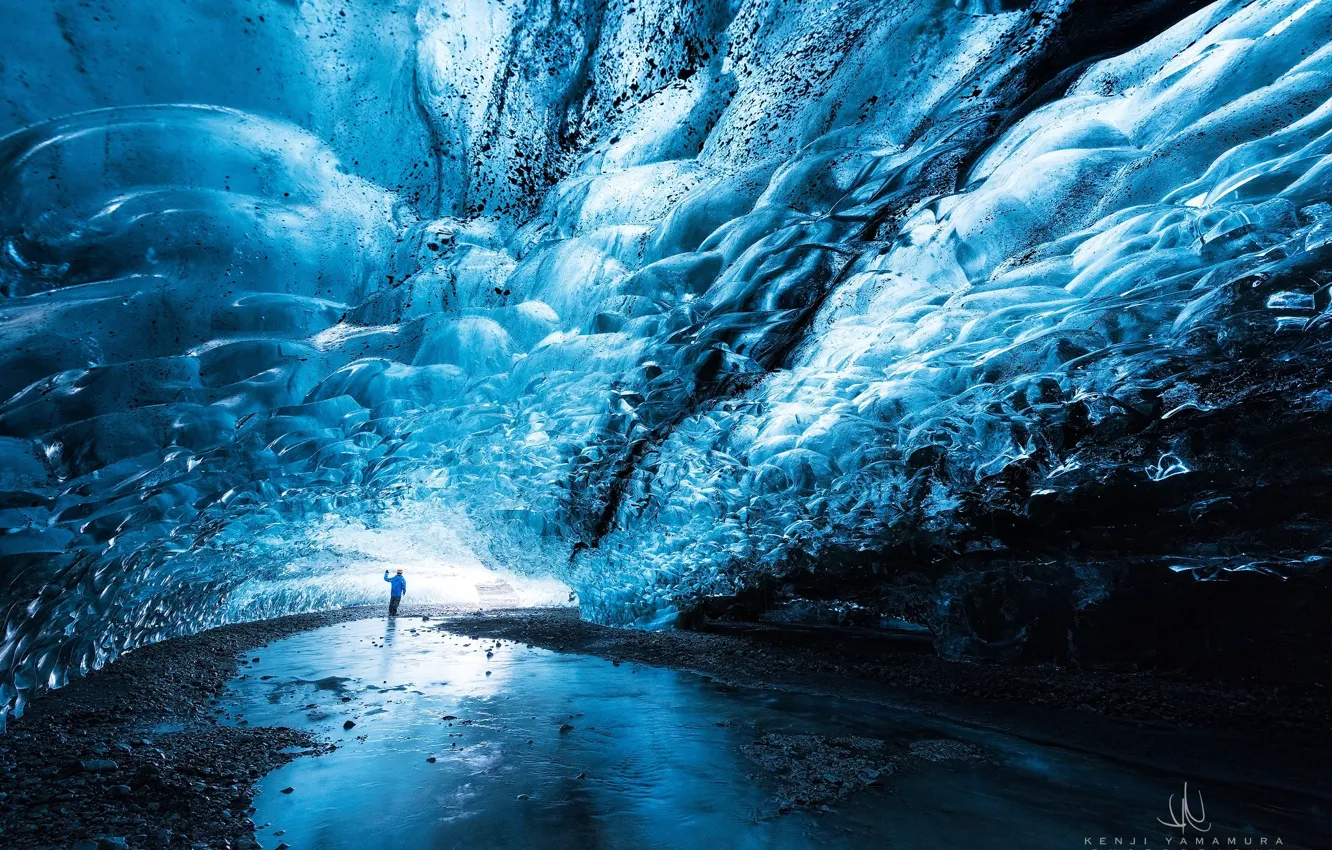 Photo wallpaper ice, people, cave, photographer, Kenji Yamamura