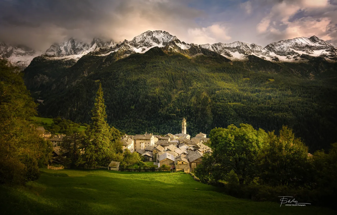 Photo wallpaper forest, mountains, home, Italy, Stefan Thaler, The threshold of paradise