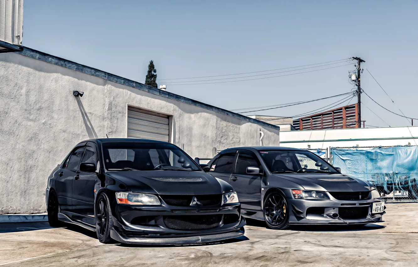 Photo wallpaper black, grey, mitsubishi, lancer, evolution, Lancer, Mitsubishi, evolution