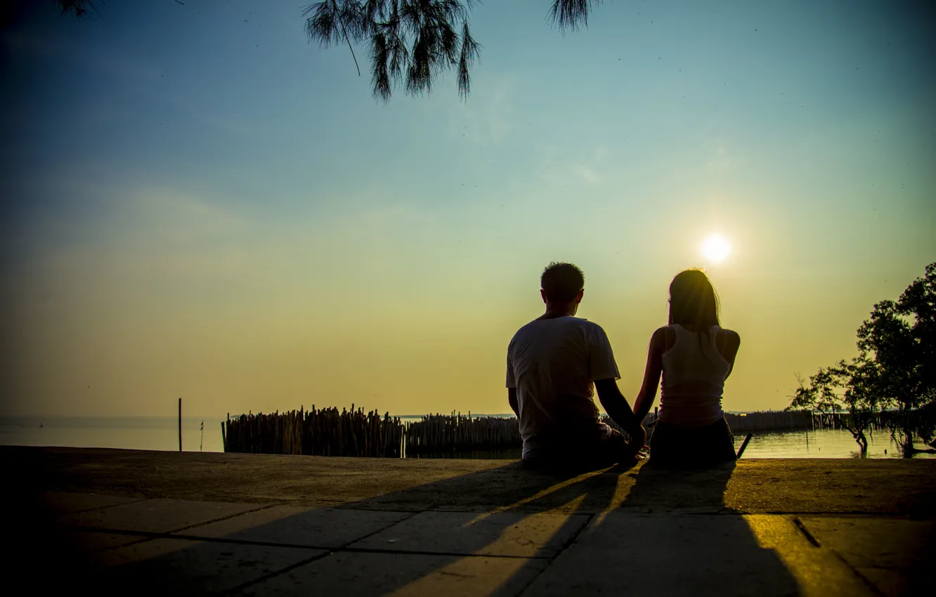 Photo wallpaper girl, the sun, love, nature, background, mood, stay, widescreen