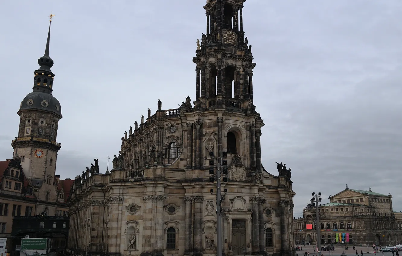 Photo wallpaper Germany, Dresden, Cathedral, Opera house, The Hofkirche, court Church