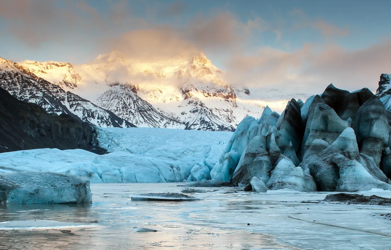 Photo wallpaper ice, landscape, mountains