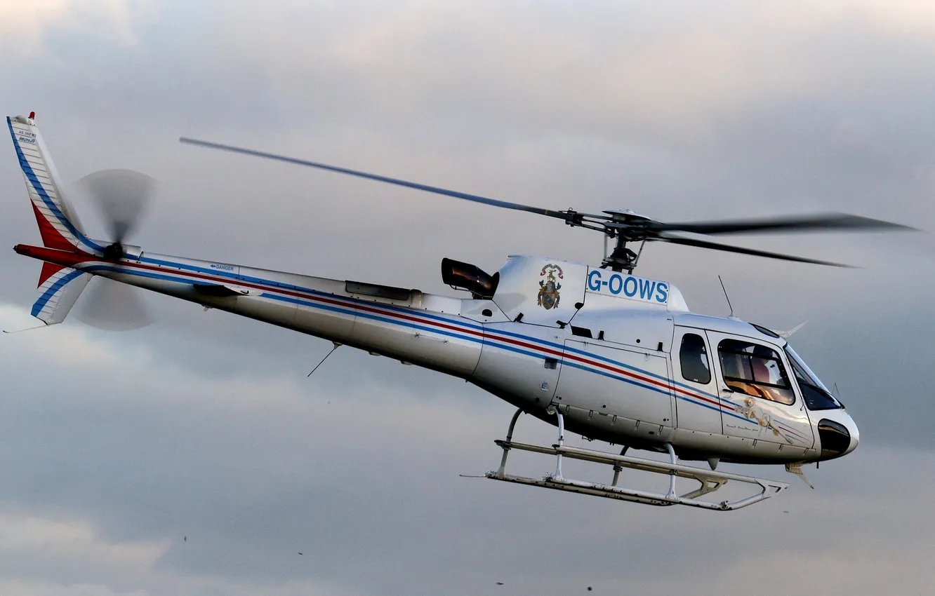 Photo wallpaper the sky, clouds, helicopter, multipurpose, French, AS350 Экьюрель urocopter AS350 Squirrel, Eurocopter