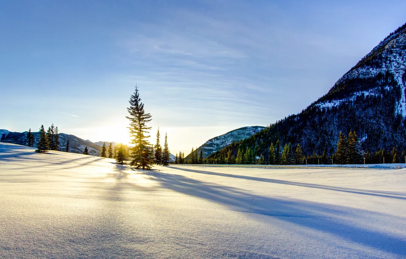 Photo wallpaper winter, snow, landscape